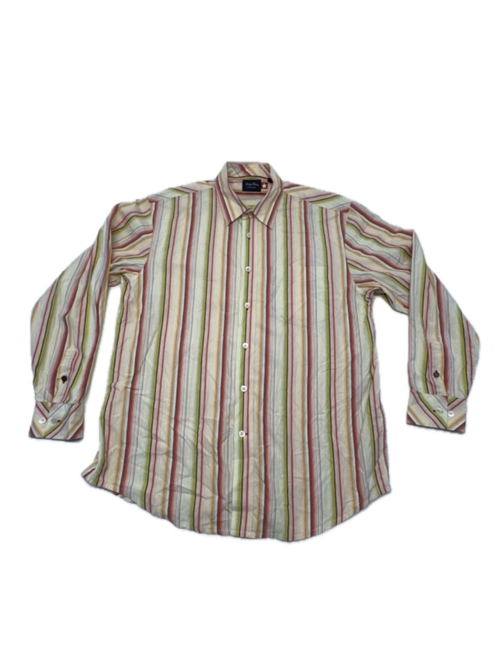 Indigo Palms Striped Long-Sleeve Casual Button-Down Shirt Size Large